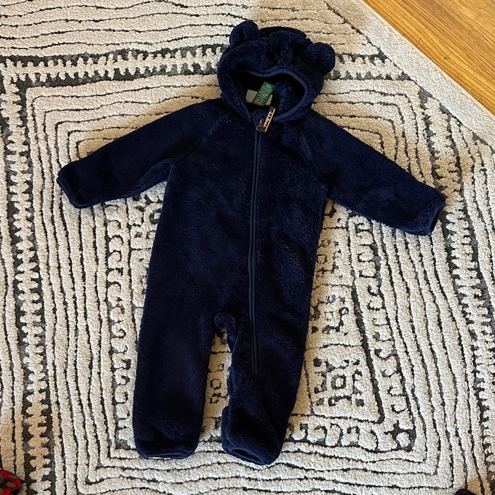 L.L. Bean Navy Blue Fleece Kids Footie